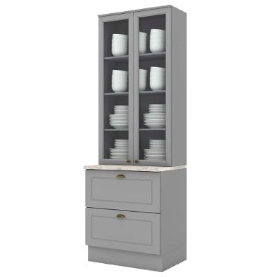 Cristaleira 2 Portas 2 Gav 72 Cm C357 Americana Cinza Calcare Henn