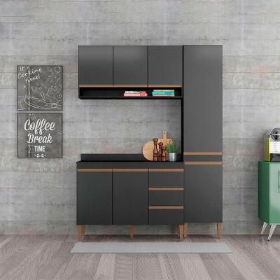 Cozinha Compacta Sabrina 160x202cm 4 Peças Menu Móveis Preto