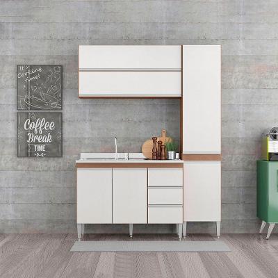 Cozinha Compacta Sabrina Com Balcão Pia 4pçs Mdp Menu Móveis Branco Avelã
