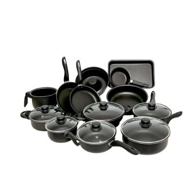 Conjunto Panelas Antiaderente Com Tampa De Vidro 13 Peças - Preto