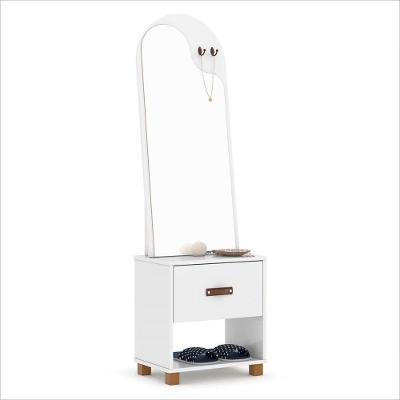 Toucador Organic Com Espelho 1 Gaveta E Nicho Ej Móveis Branco