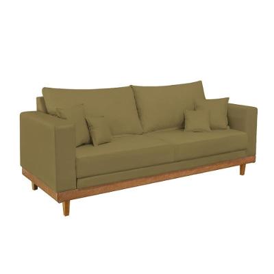 Sofá 2 Lugar Base Reforçada Madeira Tecido Suede + Almofada Capuccino