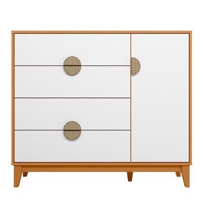 Cômoda Sapateira 4 Gavetas 1 Porta 100% Mdf Cauê Cinamomo/branco