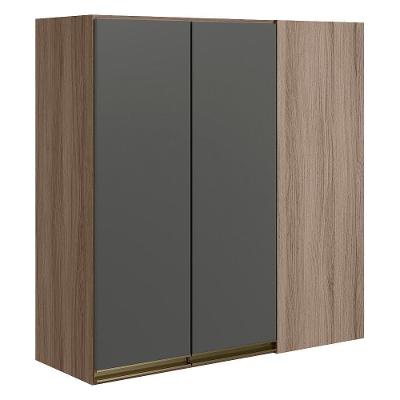 Armario Canto Reto 2 Portas Mdf 86 Cm Kali 12043 Carvalho Toq Chumbo Nicioli