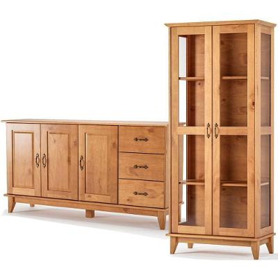 Buffet Aparador 3 Portas 3 Gav. 156 Cm E Cristaleira 2 Portas Bella Slim Carvalho Fosco