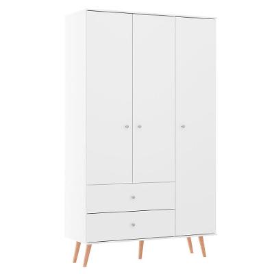 Guarda Roupa Retrô 120x206cm 3 Pts 2 Gvts Branco Menu Móveis Branco