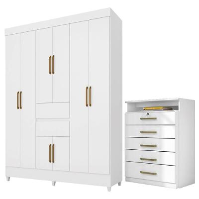 Kit Guarda Roupa Casal 8 Portas Munique Cômoda Triunfo Branco