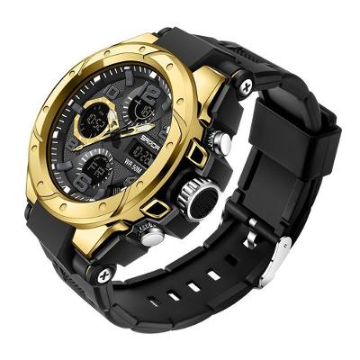 Relógio Esportivo Masculino - à Prova D'água 50m, Display Led Preto Dourado