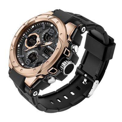 Relógio Esportivo Masculino - à Prova D'água 50m, Display Led Preto Rosa Dourado