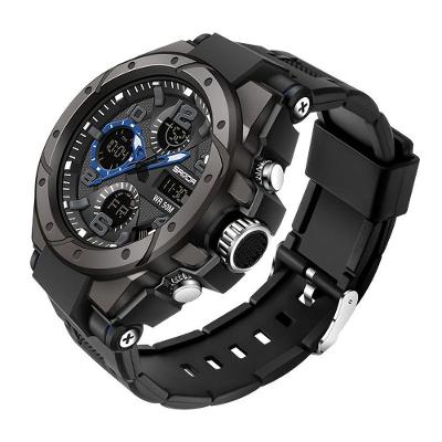 Relógio Esportivo Masculino - à Prova D'água 50m, Display Led Preto Azul