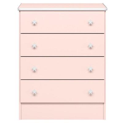Cômoda Infantil 4 Gavetas Mdp Doce Mel Rosa