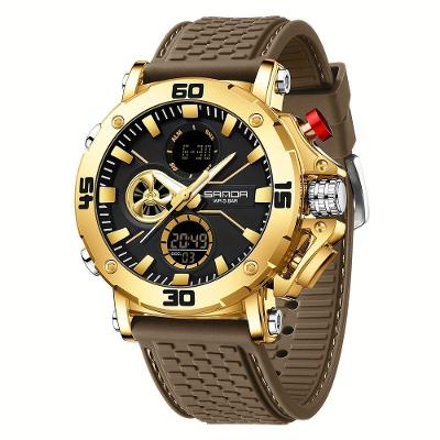Relógio Cronógrafo De Negócios De Luxo Para Homens - Dupla Mostragem Dourado