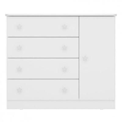 Cômoda Infantil Doce Sonho Com 1 Porta E 4 Gavetas Qmovi Branco
