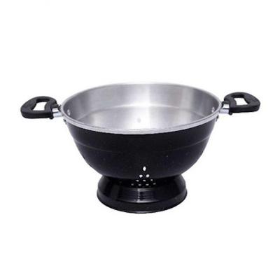Escorredor E Macarrão De Aluminio Preto 20cm Com Pé Docesar
