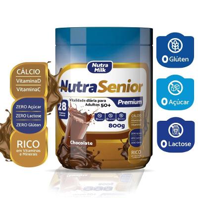 Nutra Senior Premium 50+ - Suplemento Alimentar Rico Em Vitaminas E Minerais - Zero Lactose Sabor Chocolate 800g