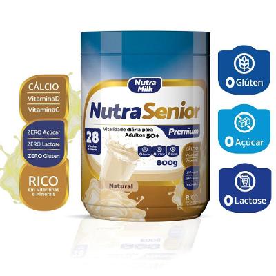 Nutra Senior Premium 50+ - Suplemento Alimentar Rico Em Vitaminas E Minerais - Zero Lactose Sabor Natural 800g