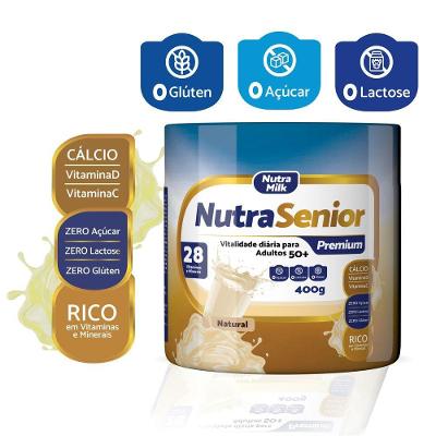 Nutra Senior Premium 50+ - Suplemento Alimentar Rico Em Vitaminas E Minerais - Zero Lactose Sabor Natural 400g