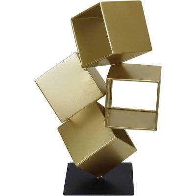 Escultura Decorativa Enfeite Cubos Home&co Metal 31x19x19cm Dourado