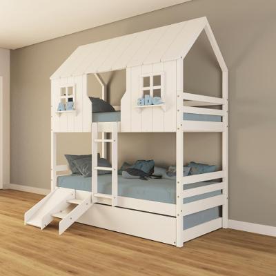 Treliche Casinha Encantada Com Kit Escada/ Escorregador Madeira Maciça Branco Housin