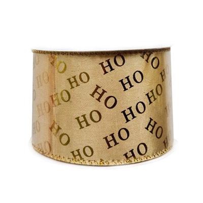Fita Aramada Decorada Hohoho 6,3cm X 9,14m Dourado