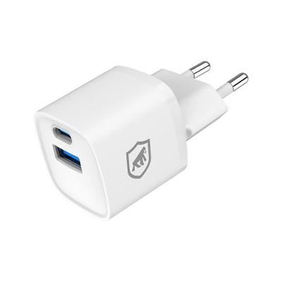 Carregador Turbo Gan Ultra Slim Tipo-c + Usb-a 20w - Exclusivo Online - Branco - Gshield