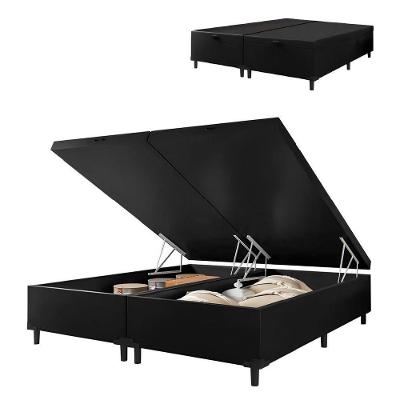 Cama Box Com Baú King 1,93m Prince Suede Preto Preto
