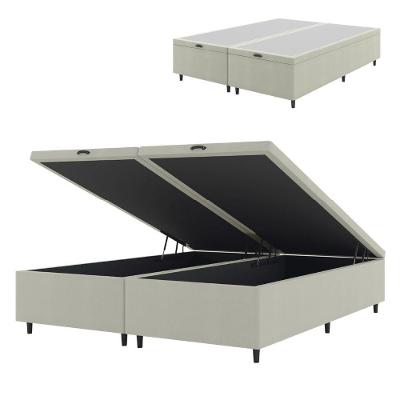 Cama Box Com Baú Queen 1,58m Prince Suede Bege Bege