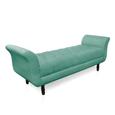 Recamier Olinda Suede 160 Cm Pés Torneados Castanhos - D'rossi Cor Azul Turquesa
