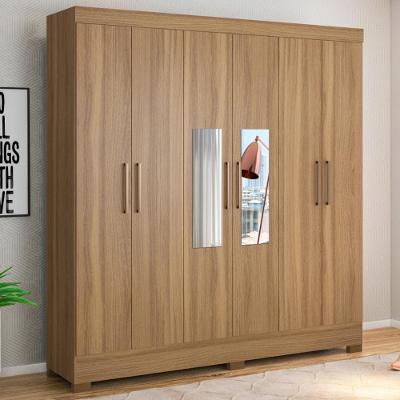 Guarda Roupa Casal 6 Portas Com Espelho E 3 Gavetas York Amêndola Touch