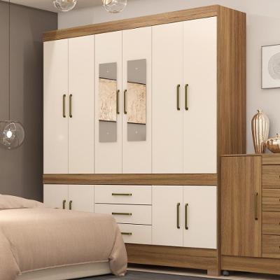 Guarda Roupa Casal 10 Portas Com Espelho E 3 Gavetas Hungria - Amêndola Touch-off White Amêndola Touch-off White