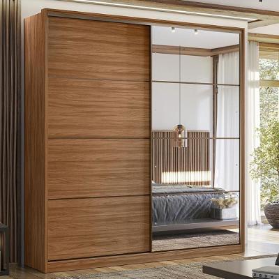 Guarda Roupa Casal 2 Portas Com Espelho E 3 Gavetas Líbano Prime Tx Nogueira-preto
