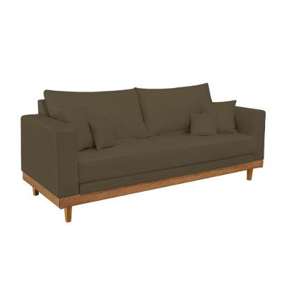 Sofá Living 2 Lugar Suede Confortável Reforçado + Almofadas Marrom