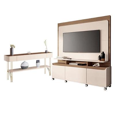 Estante Home Theater Quantum E Aparador Vivant Off White Castanho - Hb Móveis