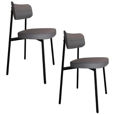 Cadeira De Jantar Estofada Kit 2 Ella M25 Linho Cinza - Mpozenato