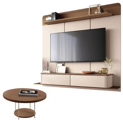 Home Suspenso Galax Castanho Off White E Mesa De Centro Sky Castanho- Hb Móveis