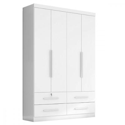 Guarda Roupa Solteiro Maximus 4 Portas Branco Abs. Zanzini Branco Absoluto