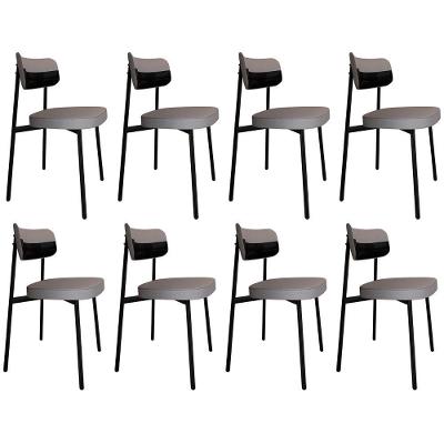 Cadeira De Jantar Estofada Kit 8 Ella M25 Linho Cinza Cl/preto - Mpozenato