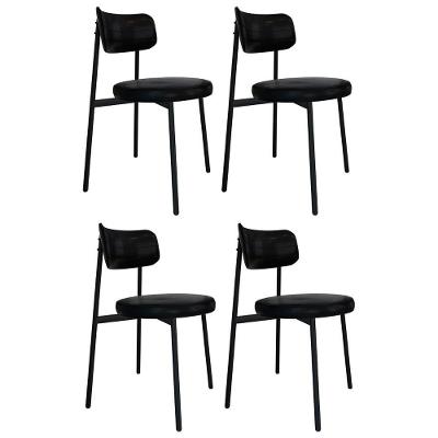Cadeira De Jantar Estofada Kit 4 Nyka M25 Sintético Preto - Mpozenato