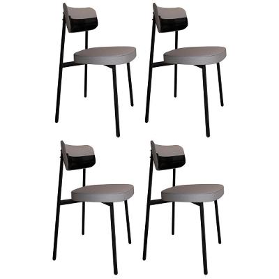 Cadeira De Jantar Estofada Kit 4 Ella M25 Linho Cinza Cl/preto - Mpozenato