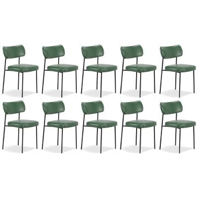 Cadeira De Jantar Estofada Kit 10 Milli A14 Sintético Verde Musgo - Mpozenato