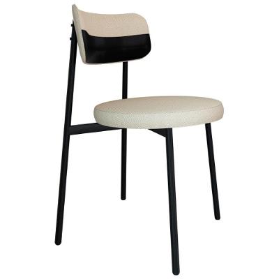 Cadeira De Jantar Estofada Fixa Nyka M25 Linho Areia/preto - Mpozenato
