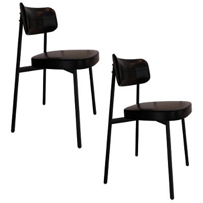 Cadeira De Jantar Estofada Kit 2 Ella M25 Sintético Preto - Mpozenato