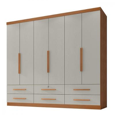 Guarda Roupa Casal Maximus 6 Portas Cinamomo Areia Zanzini Cinamomo/areia