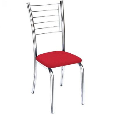 Cadeira De Jantar Lara Cromada Para Cozinha Assento Sintético Vermelho - Aurora Line