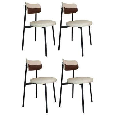 Cadeira De Jantar Estofada Kit 4 Nyka M25 Linho Areia/whisky - Mpozenato