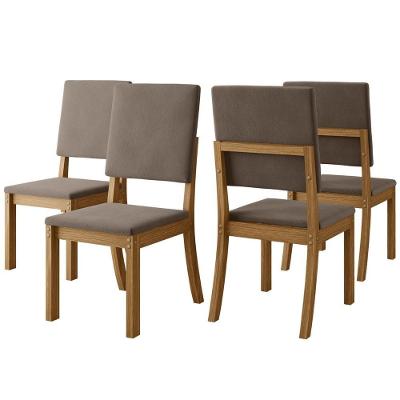 Kit Com 4 Cadeiras De Jantar Milla - Nature / Marrom Amêndoa