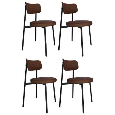 Cadeira De Jantar Estofada Kit 4 Nyka M25 Sintético Whisky - Mpozenato