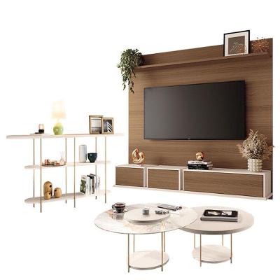 Home Suspenso Max Castanho Off White E Aparador Infinity E Kit Mesa De Centro Sky Off White- Hb Móveis