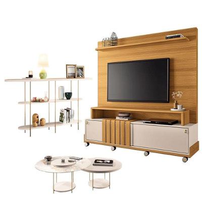 Estante Home Theater Bold Off White Cinamomo E Aparador Infinity E Kit Mesa De Centro Sky Off White - Hb Móveis