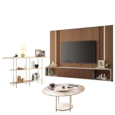 Home Suspenso Empire Castanho Off White E Aparador Infinity E Mesa De Centro Sky Com Tampo De Vidro Off White- Hb Móveis